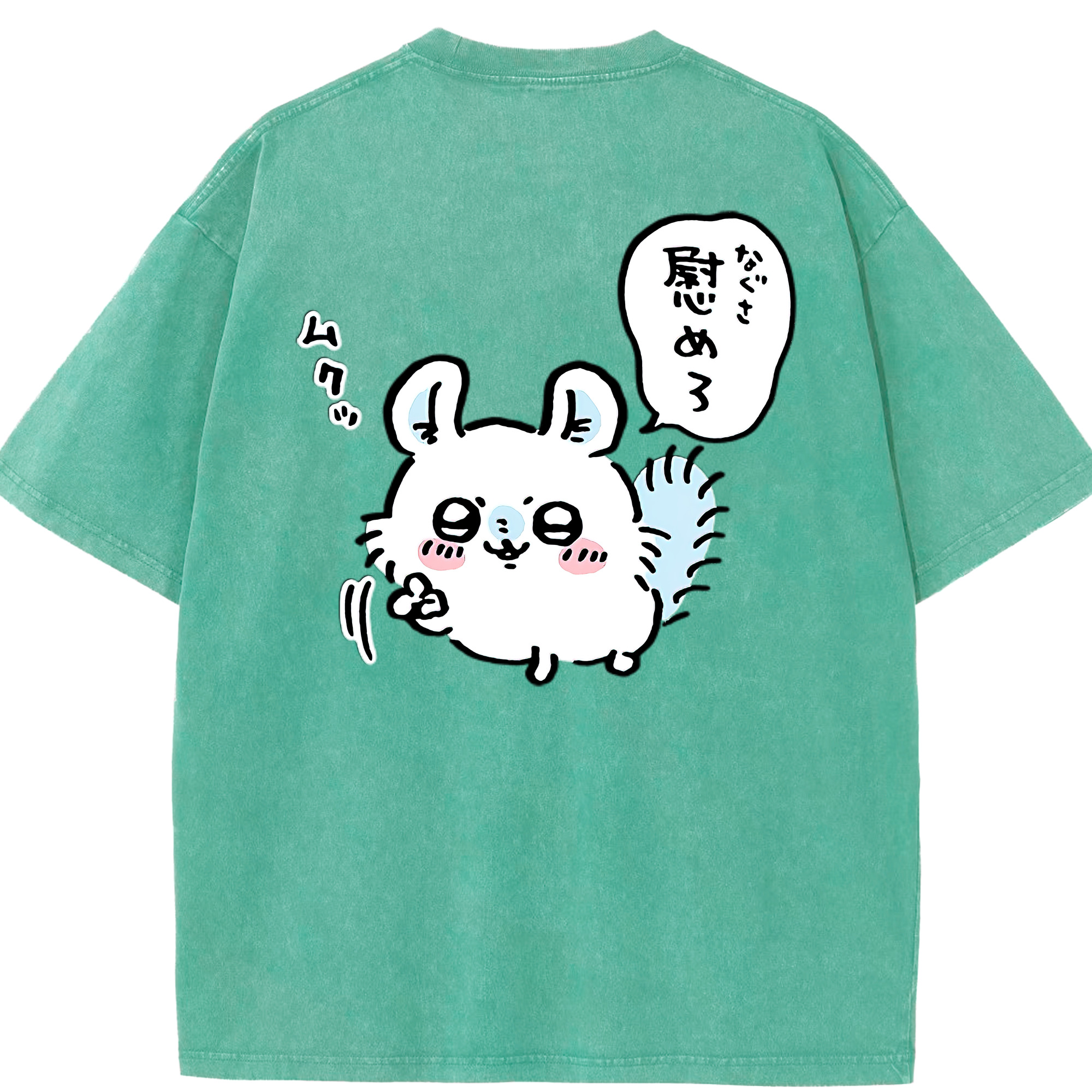 （画像用） ちいかわ モモンガ Chii-kawa Momonga 綿100% ヴィンテージ風 半袖Tシャツ（背面プリント）